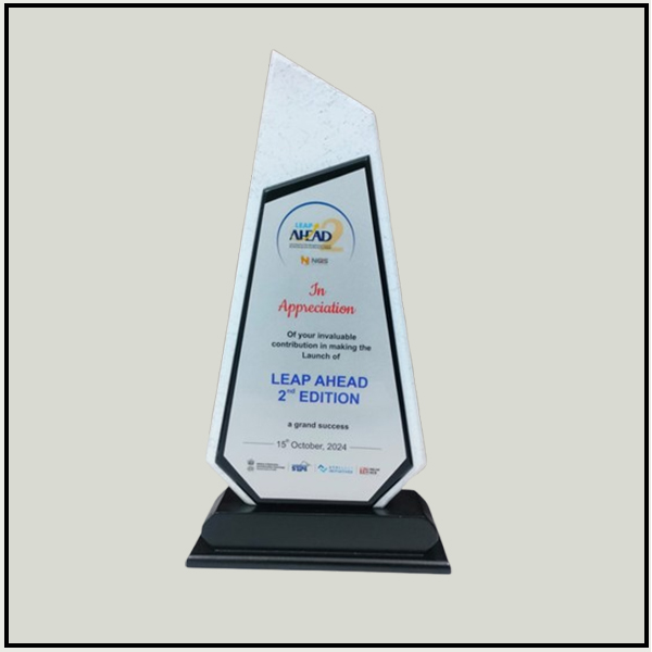 White & Black Wooden Trophy with Base