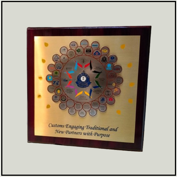 Wood Plaque Brass Gold Metal Plate