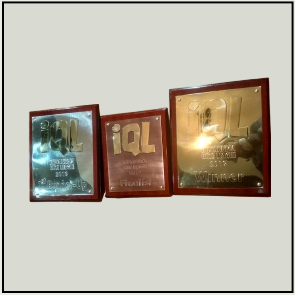 Rectangular Wooden Plaque with Gold Plate