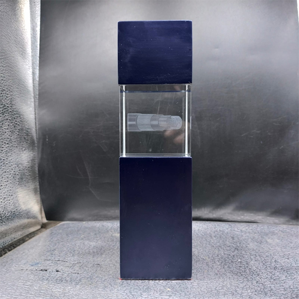 Crystal Cube With Wooden Black Base