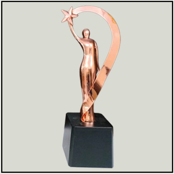 Elite Lady Star Metal Trophy - Premium Corporate Award for Women
