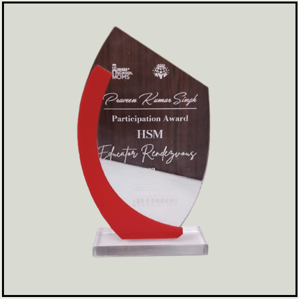 Custom Wood & Acrylic Trophy with Red Accent