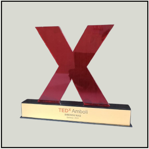Bold Red X-Shape Designer Acrylic Award