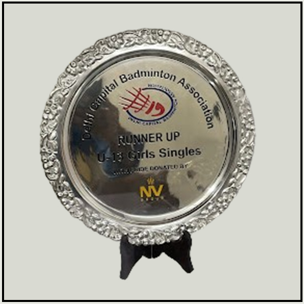 Customizable Sports Runner-Up Plate - Silver Floral Design