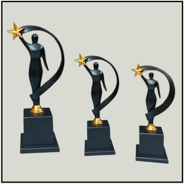 Tiered Black & Gold Metal Awards | Custom Corporate Trophies Delhi NCR