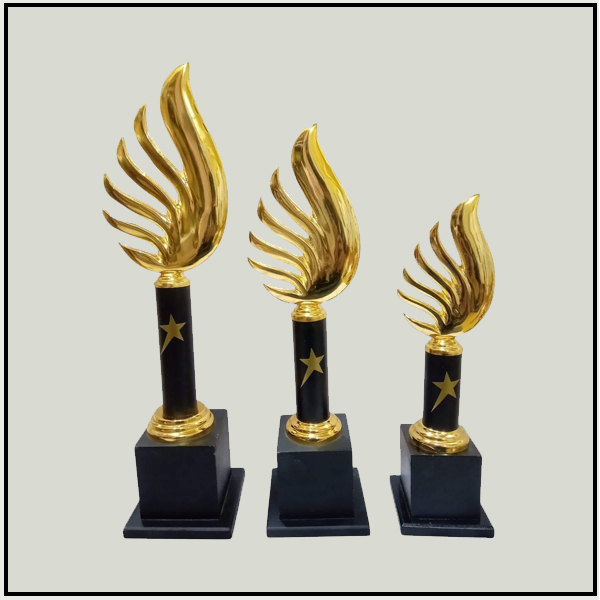 Tiered Golden Flame Metal Awards | Custom Corporate Trophies Delhi NCR