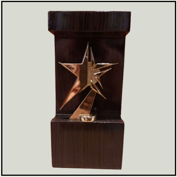Executive Star Inset Wooden Trophy - Dark Walnut Finish