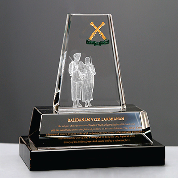 3D Laser Engraved Army Awards | Leading Crystal Awards Makers in India
