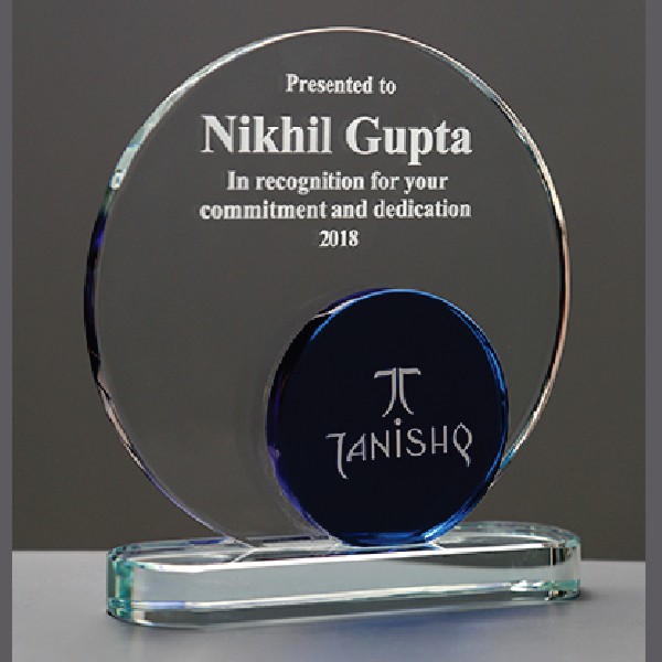 Premium Azure Circle Trophy | Leading Crystal Trophy Manufacturers India