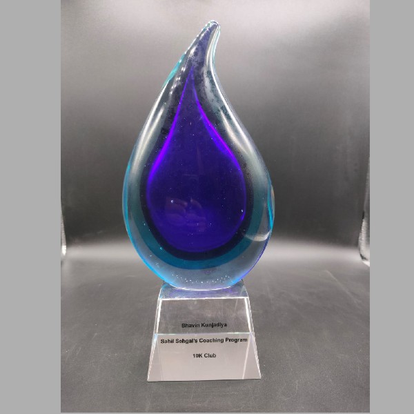 Customised Teardrop Crystal Trophy | Premium Art Glass Manufacturers India
