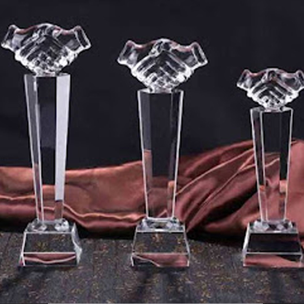 Premium Handshake Crystal Trophies Manufacturers | Corporate Partnership Awards