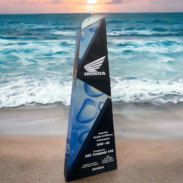 Ember Flame Serrated Crystal Trophy