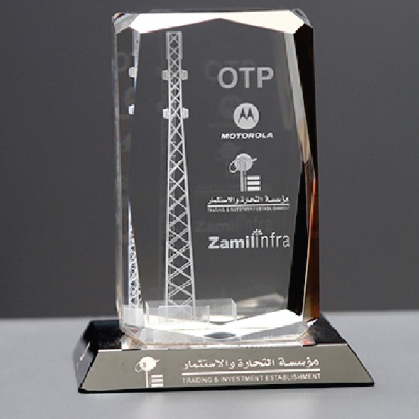 Infrastructure Excellence Award | Customised 3D Laser Etched Crystal for Telecom