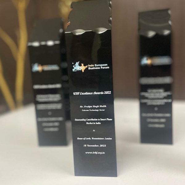 Elegant Black Crystal Trophy for Corporate & Diplomatic Excellence