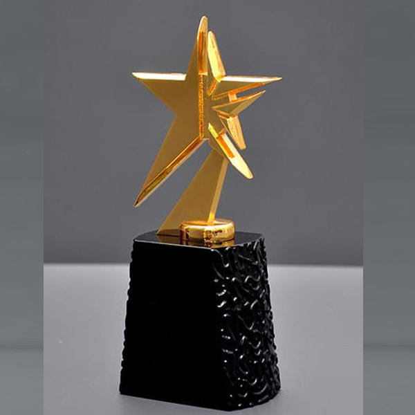 Architectural Gold Star Trophy with Designer Textured Base