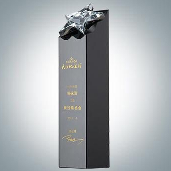 Premium Black Crystal Pillar with Integrated Star Inset