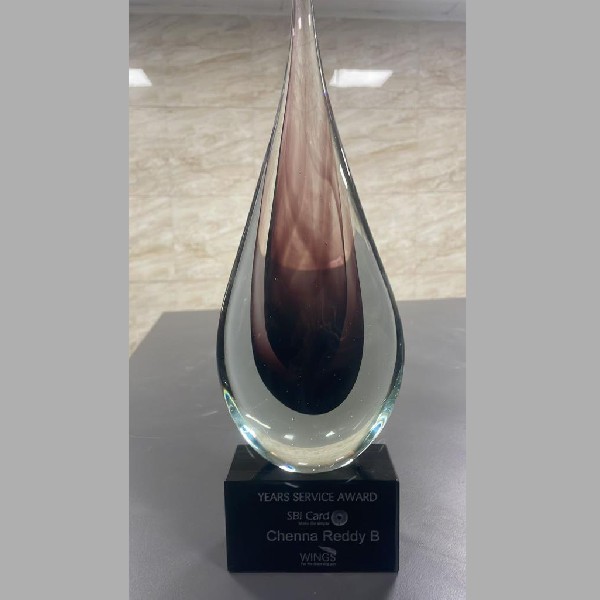 Premium Black Obsidian Crystal Trophy for Executive Honors
