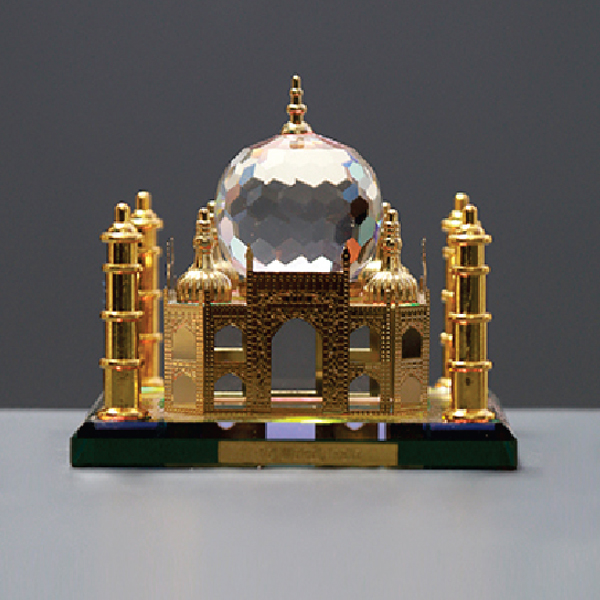 Premium Crystal & Gold-Finish Taj Mahal Replica Memento