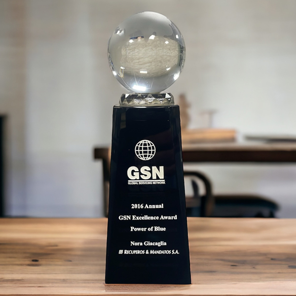 Premium Black Crystal Globe Trophy for Annual Excellence Awards