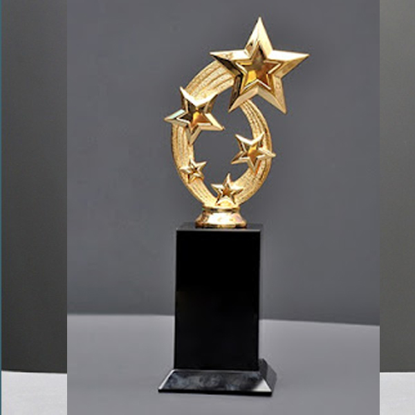 Premium Black Obsidian Crystal Trophy for Executive Honors