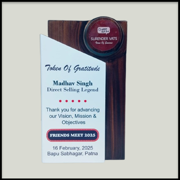 Modern Wooden Corporate Awards Delhi | Custom Appreciation Trophies