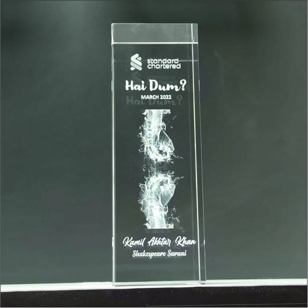 Custom 3D Laser Pillar Trophies for Corporate Events | Trophy India