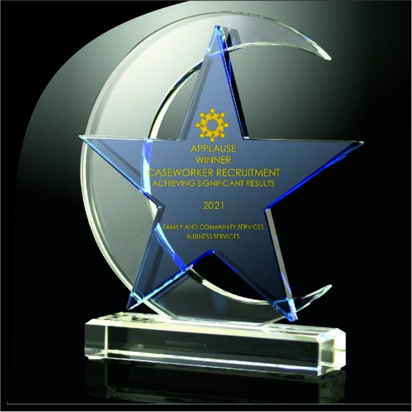 Designer Slant Acrylic Trophy with UV Printing - Black & Clear