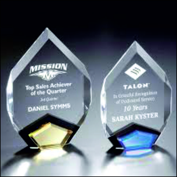 Faceted Acrylic Trophy - Custom UV Printing & Diamond Edge Finish