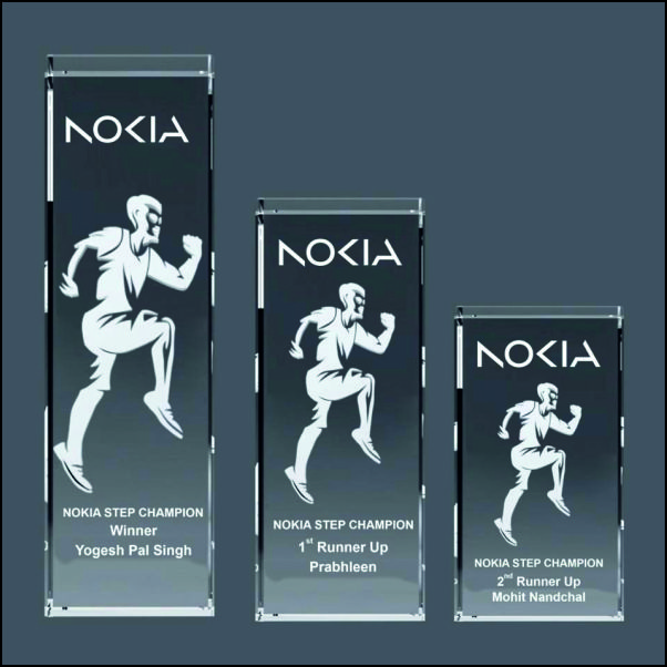 Winner & Runner Up Crystal Awards Set | 3D Laser Engraved Trophies