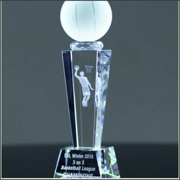 Customised Crystal Basketball Trophy - Premium Sports Awards Delhi