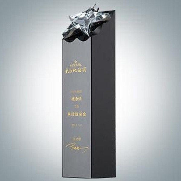 Premium Black Crystal Pillar with Integrated Star Inset