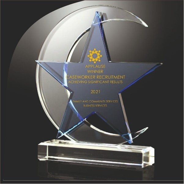 Designer Crescent Moon & Star Acrylic Trophy - UV Printed Awards