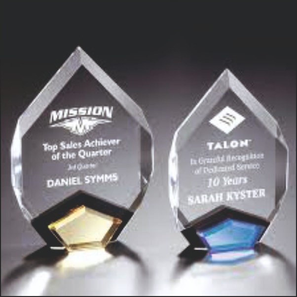 Faceted Acrylic Trophy - Custom UV Printing & Diamond Edge Finish