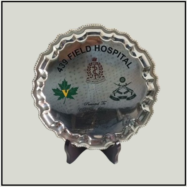 Personalized Round Silver Salver Plate - Military & Institutional Awards