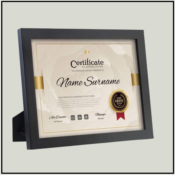 Certificate Frame Black with mount 003