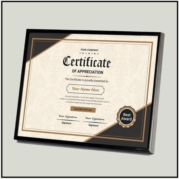 Certificate Frame Black with mount 004
