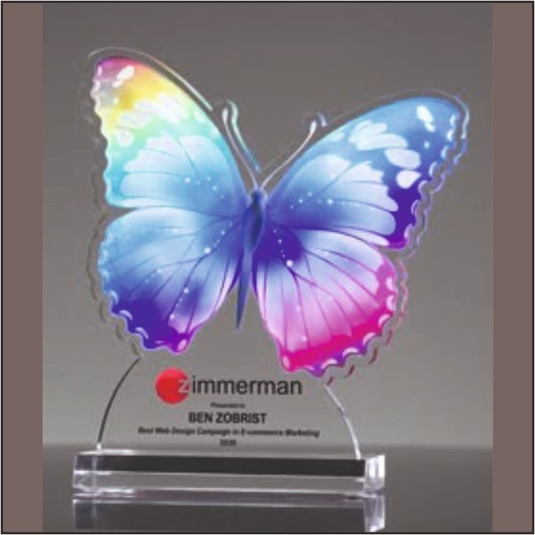 Color Custom Butterfly Acrylic Award for Corporate Excellence