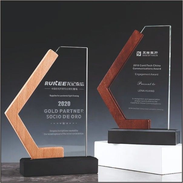 Premium Geometric Acrylic & Wood Trophy | Modern Corporate Award