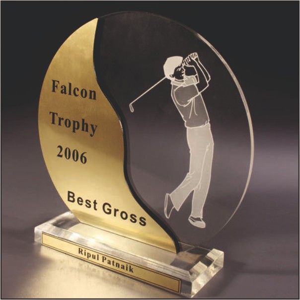 Custom Gold-Plated Golf Acrylic Award | Premium Sports Trophy Delhi