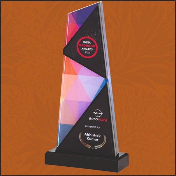 Prism Geometric Crystal Trophy - Premium Corporate Award for IT & Healthcare