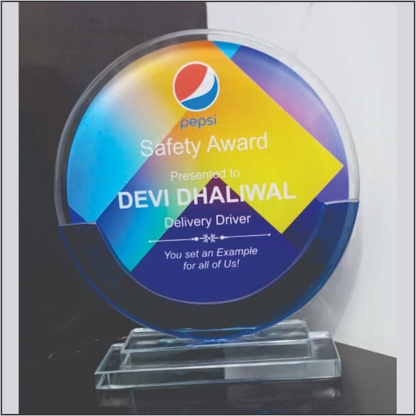 Premium Circular Multi-Color Gradient Crystal Trophy Award