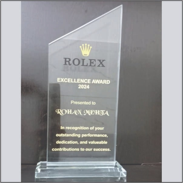 Premium Clear Slanted Top Executive Crystal Trophy Award