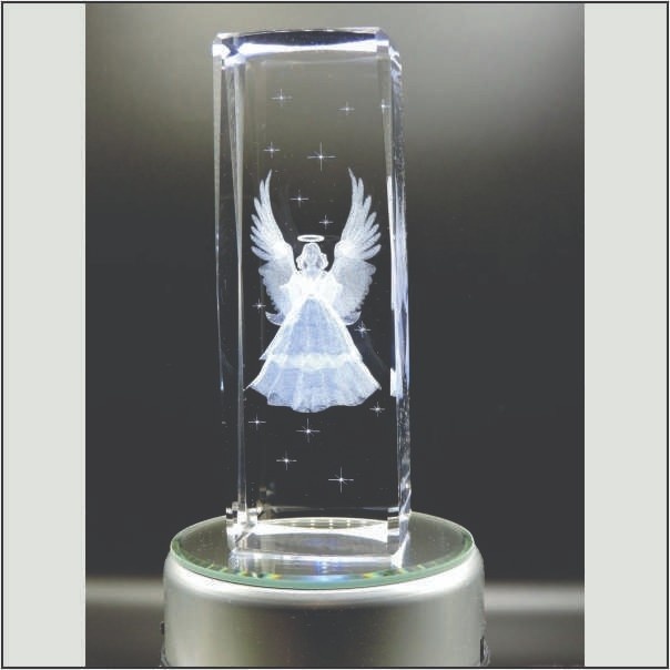 Custom 3D Angel Crystal Pillar Trophy | Trophy India