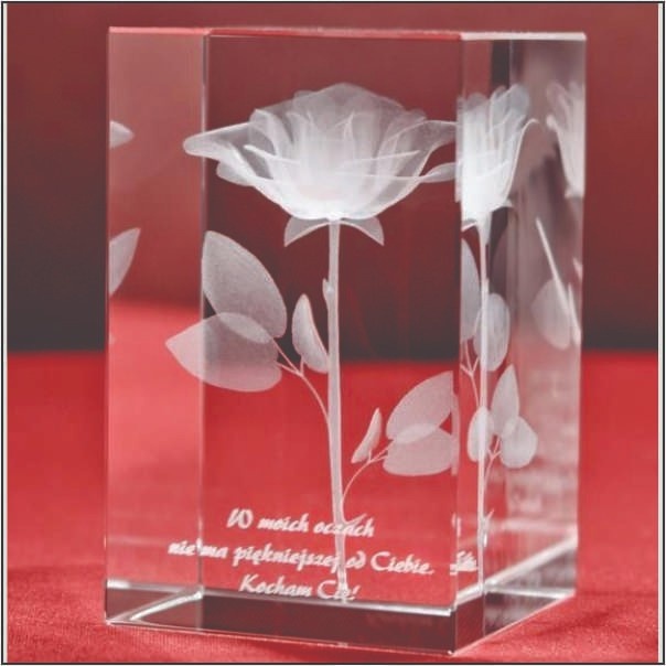 Custom 3D Rose Crystal Block Trophies & Gifts | Trophy India