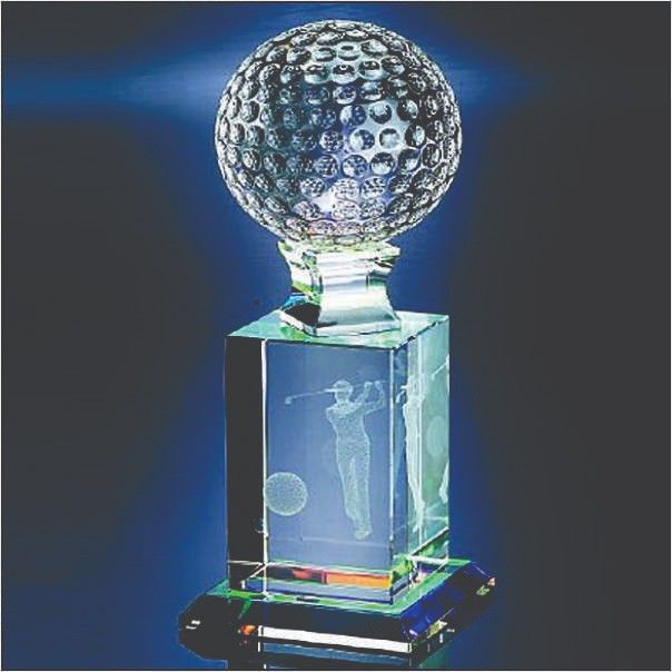 Customised Crystal Golf Trophy with 3D Golfer Engraving – Delhi
