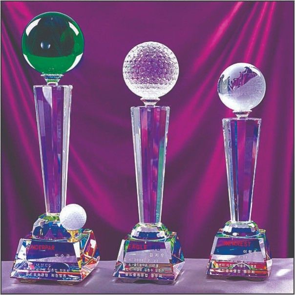 Luxury Fluted Crystal Golf Trophy Set – Customised Awards Delhi