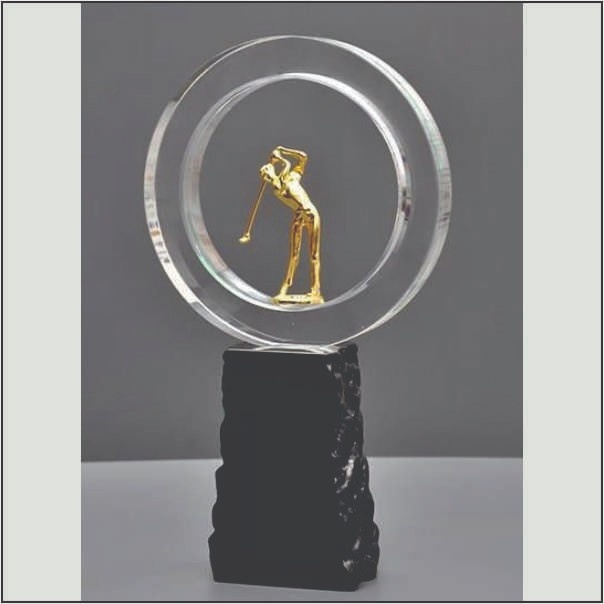 Premium Metal & Crystal Golf Trophy – Customised Awards Delhi