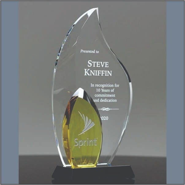 Premium Crystal Flame Trophy with Golden Accent | Corporate Excellence Award