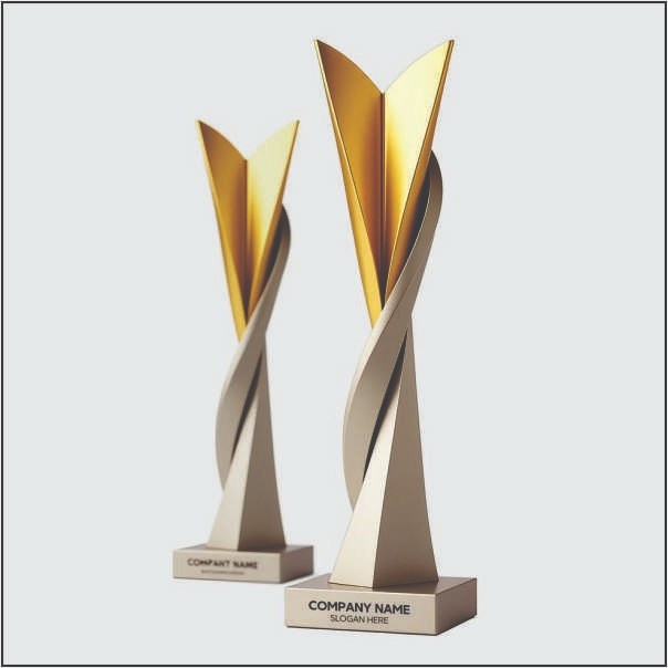 Premium Handcrafted Modern Geometric Metal Trophy | TrophyIndia