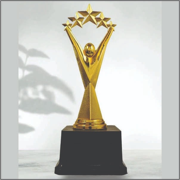 Premium Handcrafted Metal Human Figure Five Star Trophy | TrophyIndia
